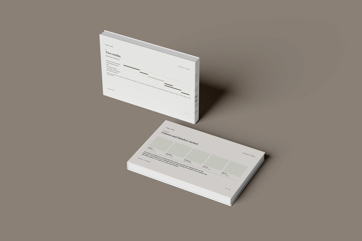 Piling Client Package, Ivory colourway, floating books mockup