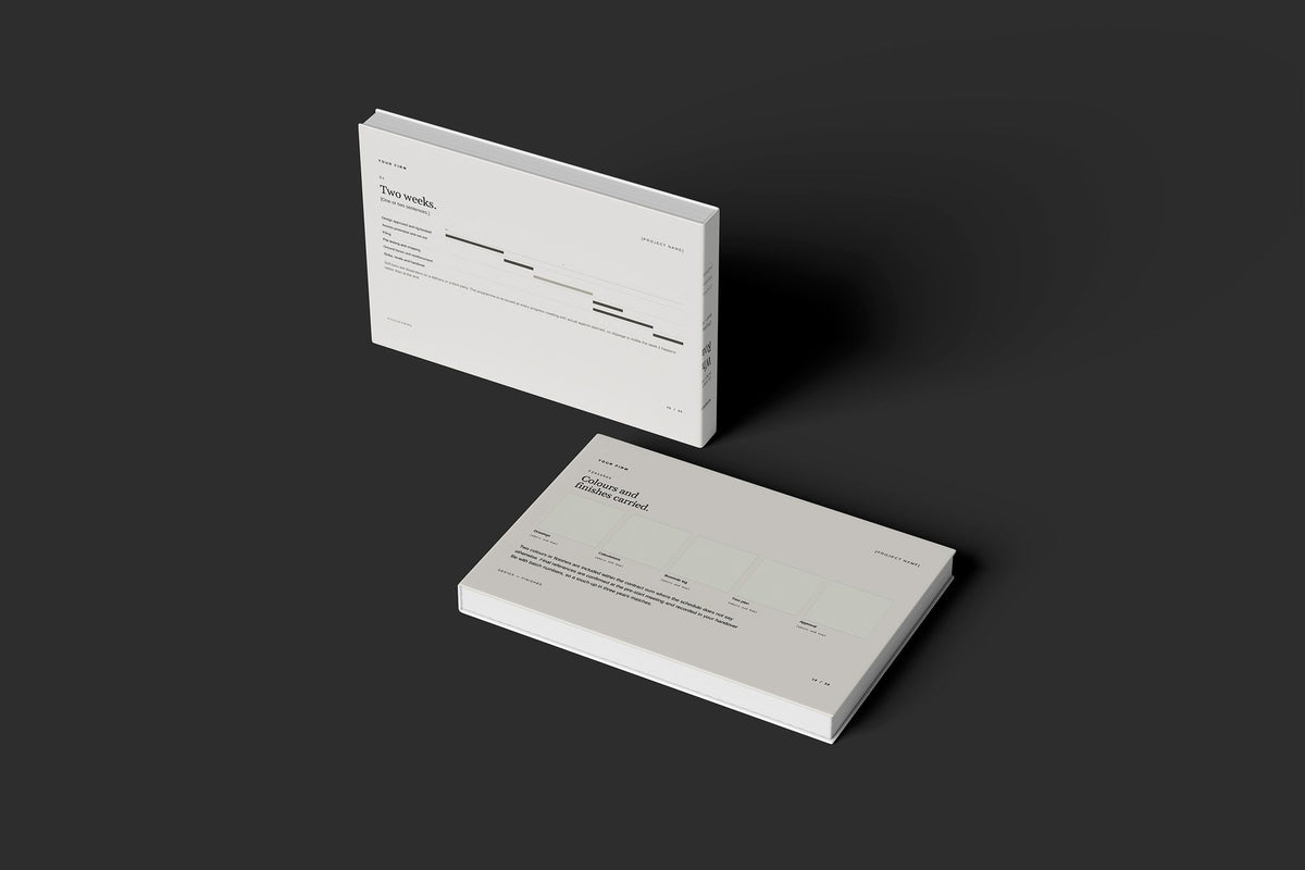 Piling Client Package, Standard colourway, floating books mockup