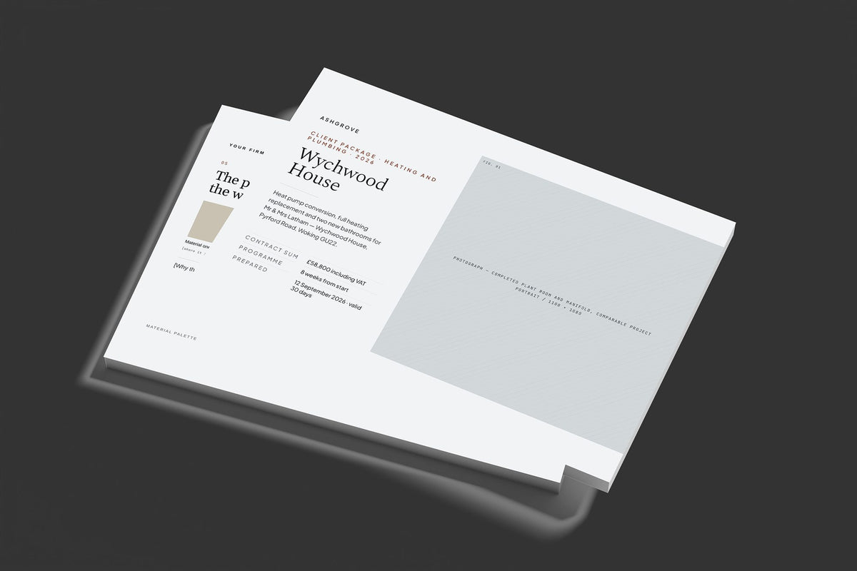 Plumber Client Package, Slate colourway, stacked books mockup