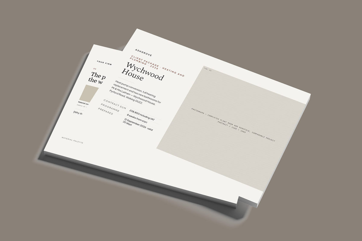 Plumber Client Package, Standard colourway, stacked books mockup