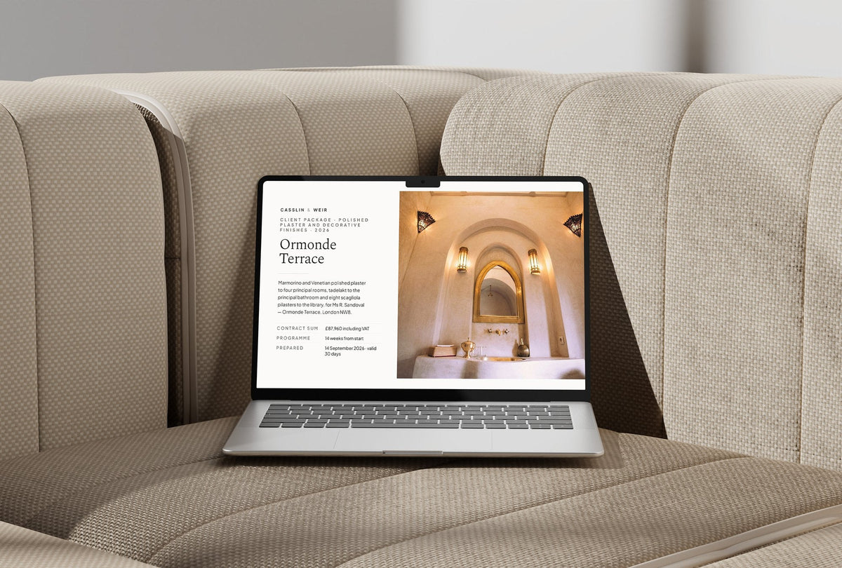 Polished Plaster Client Package, Ivory colourway, laptop screen mockup