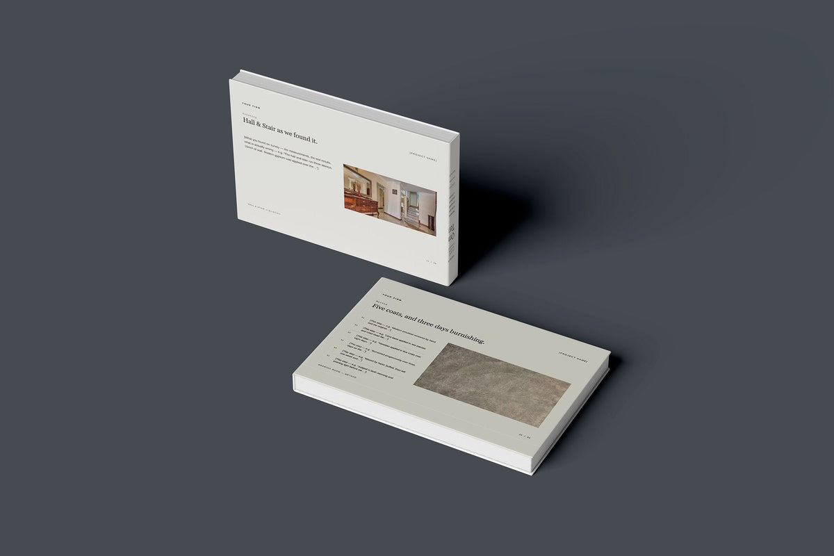 Polished Plaster Client Package, Oat colourway, floating books mockup