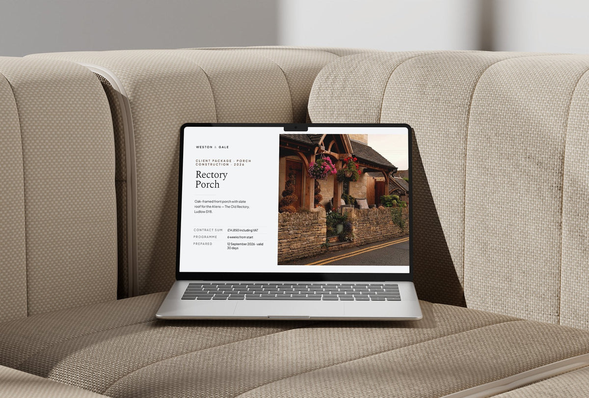Porch Client Package, Slate colourway, laptop screen mockup