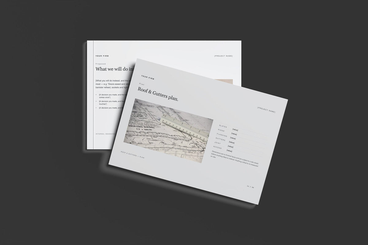 Property Maintenance Client Package, Slate colourway, front and back cover mockup