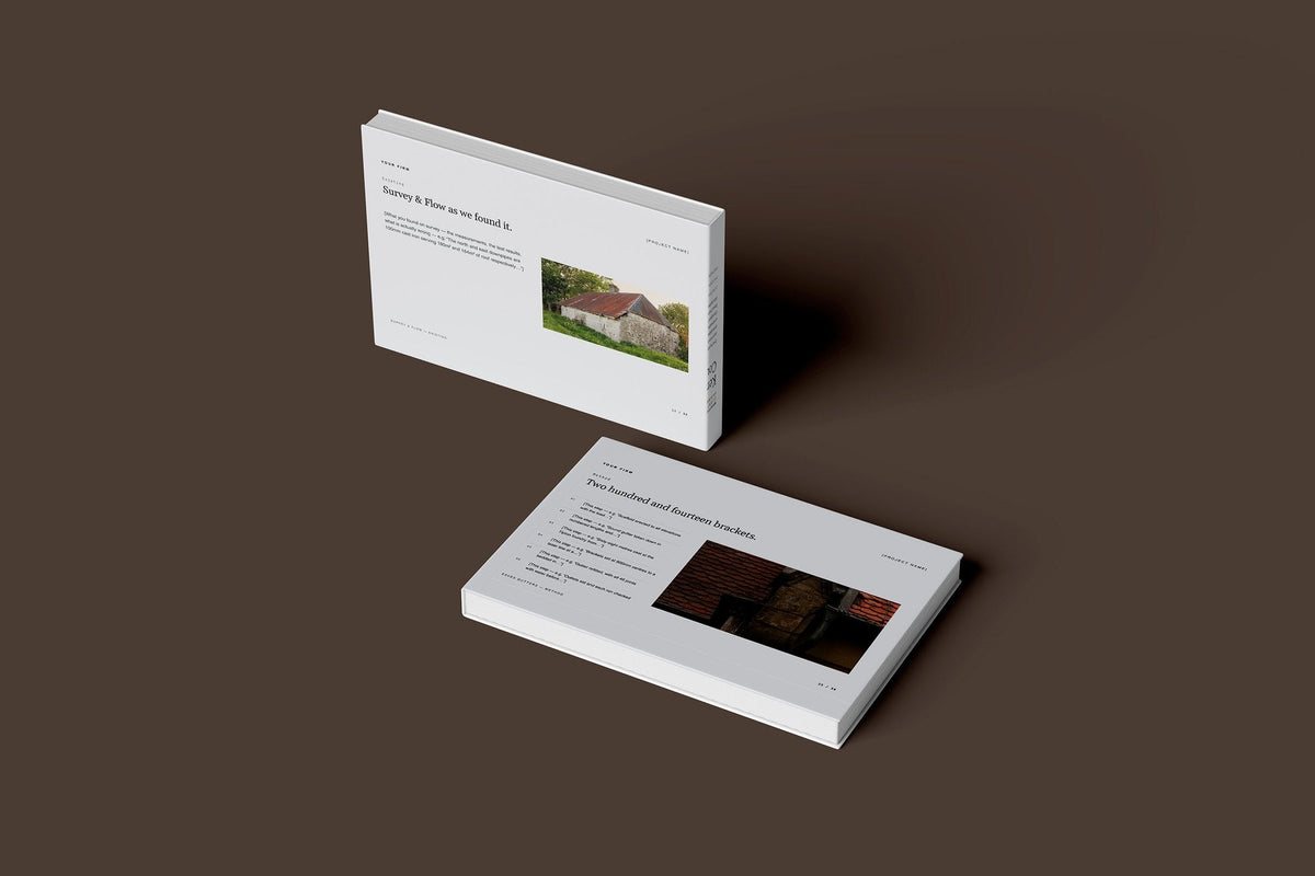 Rainwater Goods Client Package, Slate colourway, floating books mockup