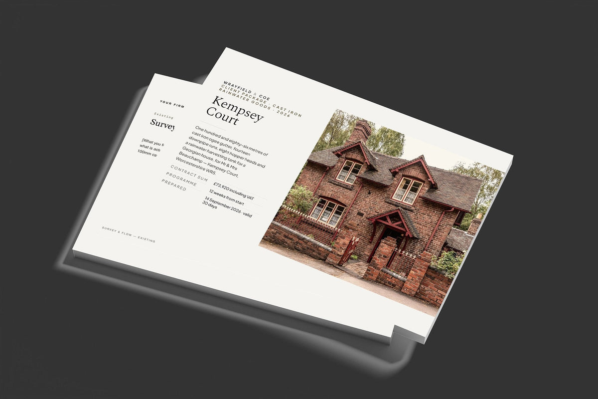 Rainwater Goods Client Package, Standard colourway, stacked books mockup