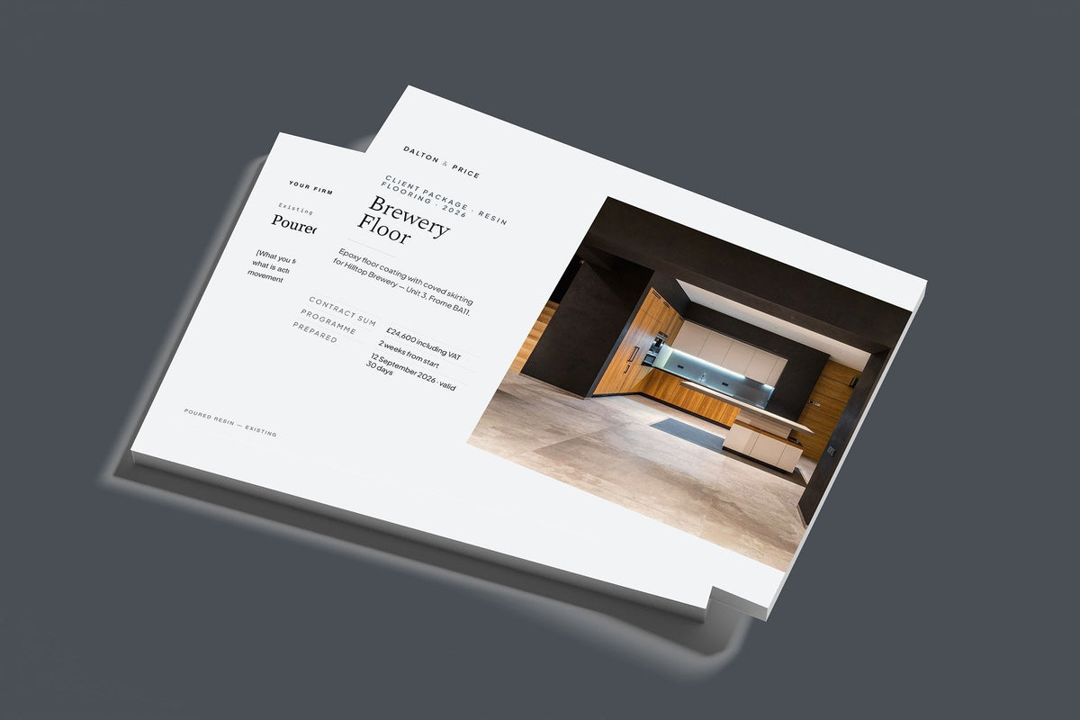 Resin Flooring Client Package, Slate colourway, stacked books mockup