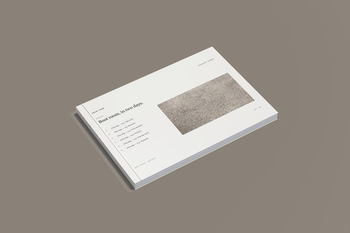 Resin Flooring Client Package, Standard colourway, closed magazine mockup
