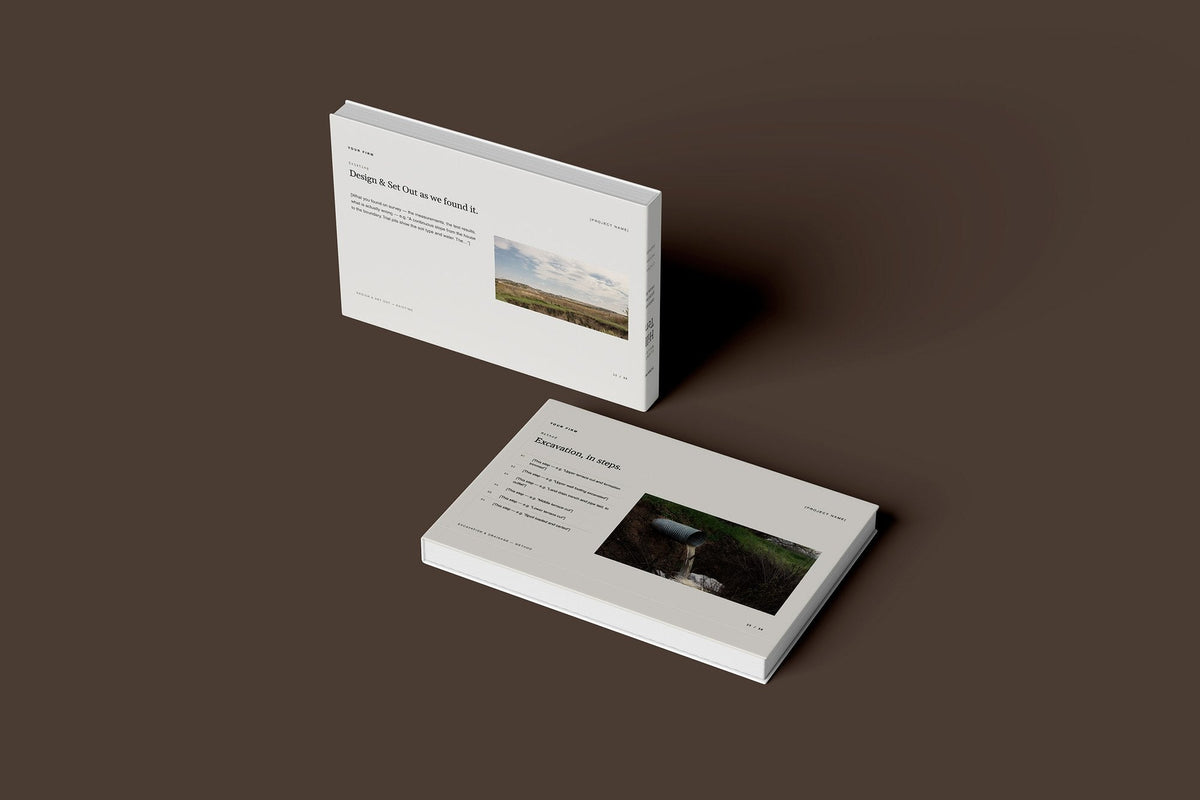 Retaining Walls and Gabions Client Package, Standard colourway, floating books mockup