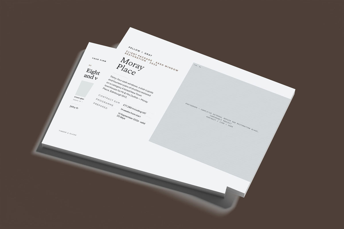 Sash Window Client Package, Slate colourway, stacked books mockup