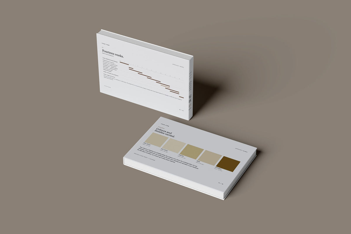 Sash Window Client Package, Slate colourway, floating books mockup