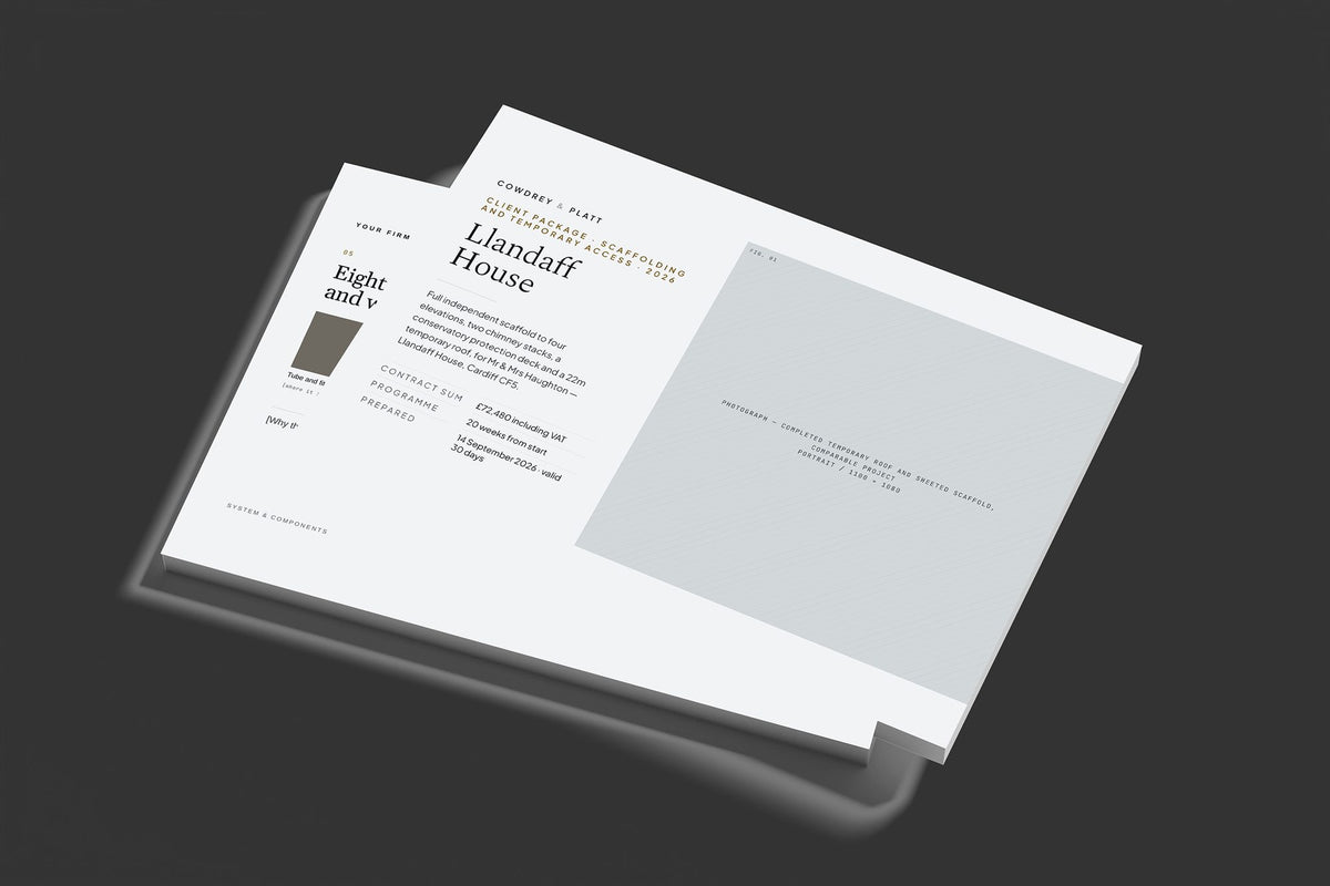 Scaffolding Client Package, Slate colourway, stacked books mockup