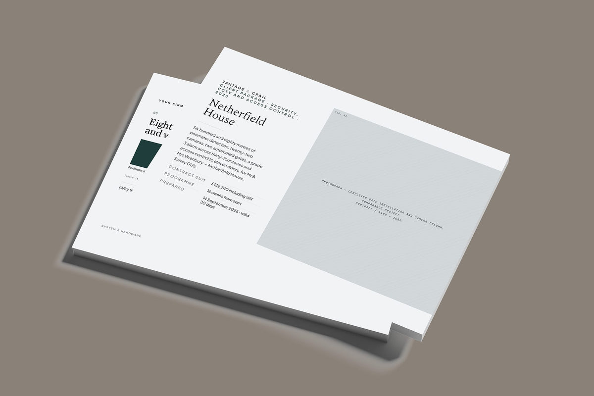 Security Client Package, Slate colourway, stacked books mockup