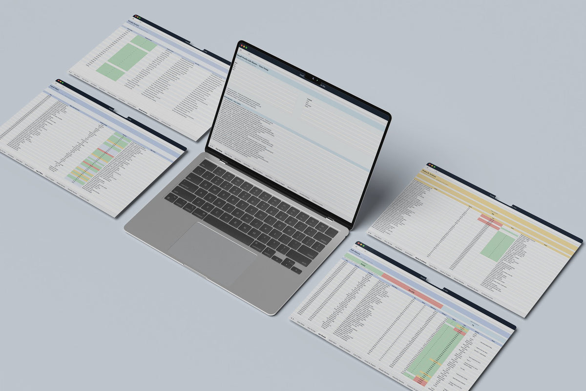 Small Works Job Sheets Excel template, Easy Setup tab on a laptop screen