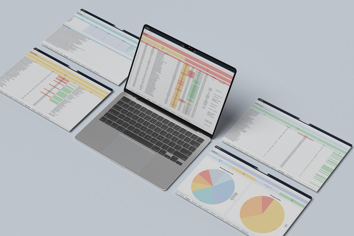 Snagging and Defects List Excel template, Snag List tab on a laptop screen