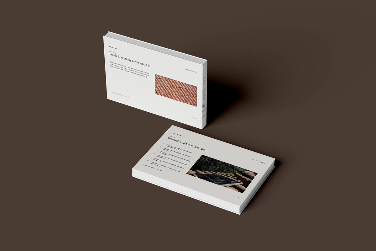 Solar and Battery Client Package, Ivory colourway, floating books mockup