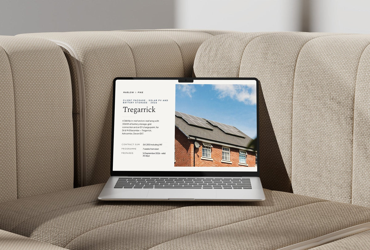 Solar and Battery Client Package, Standard colourway, laptop screen mockup