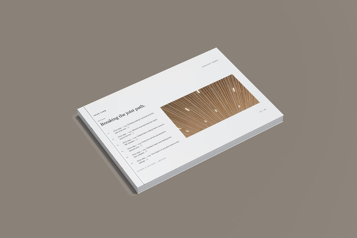 Soundproofing Client Package, Slate colourway, closed magazine mockup