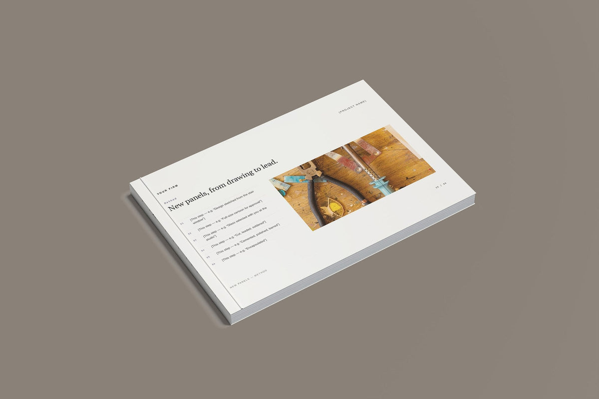 Stained Glass and Leaded Lights Client Package, Standard colourway, closed magazine mockup