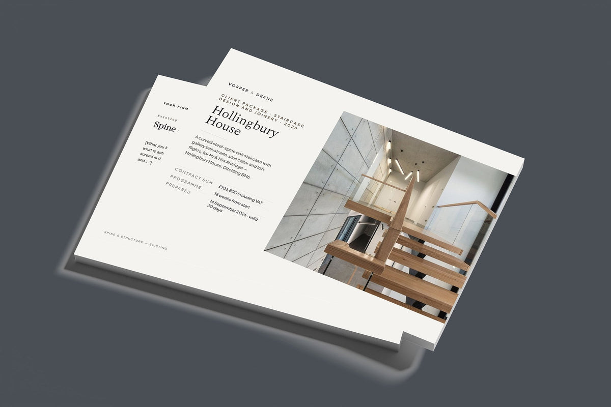 Staircase Client Package, Standard colourway, stacked books mockup