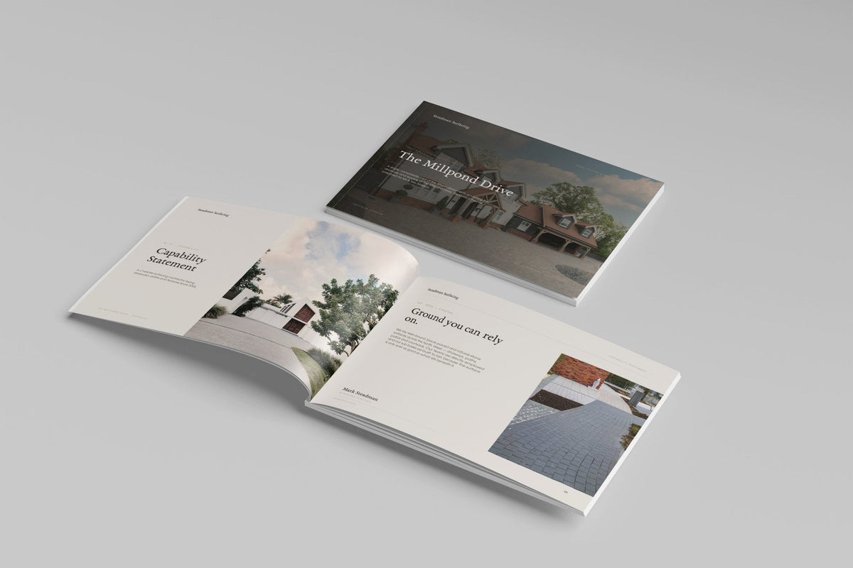 Driveway & Surfacing Contractor Project Pack in PowerPoint, printed cover shown at an angle