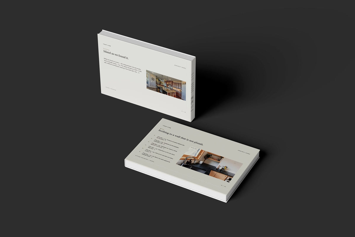 Stone Worktops Client Package, Oat colourway, floating books mockup