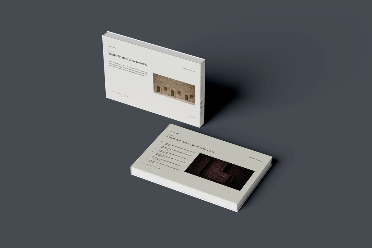 Stonemason Client Package, Oat colourway, floating books mockup