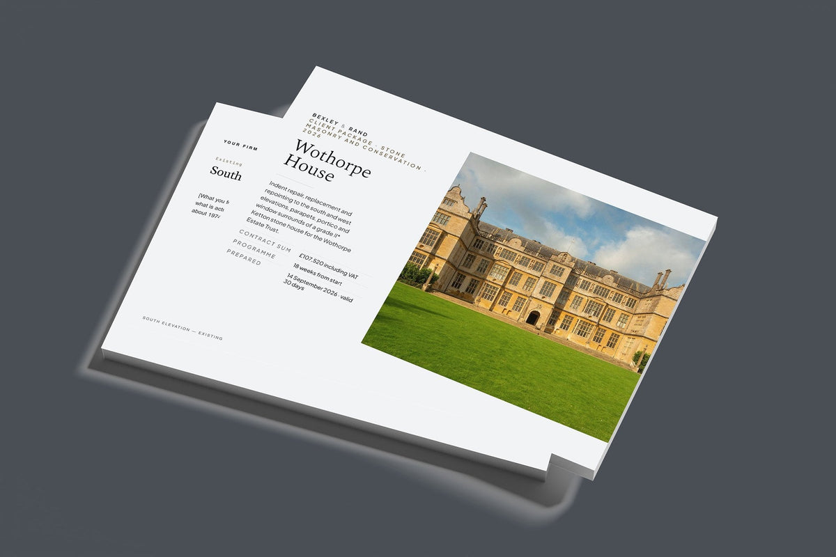 Stonemason Client Package, Slate colourway, stacked books mockup