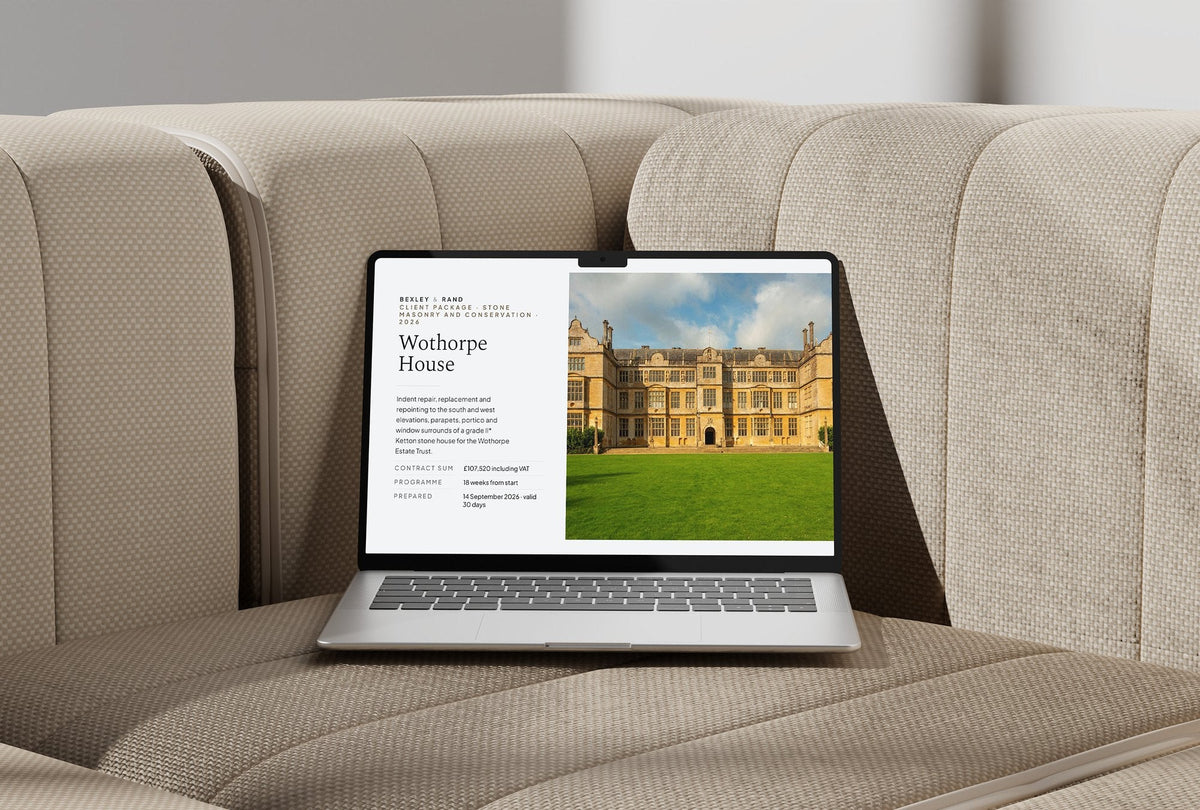 Stonemason Client Package, Slate colourway, laptop screen mockup