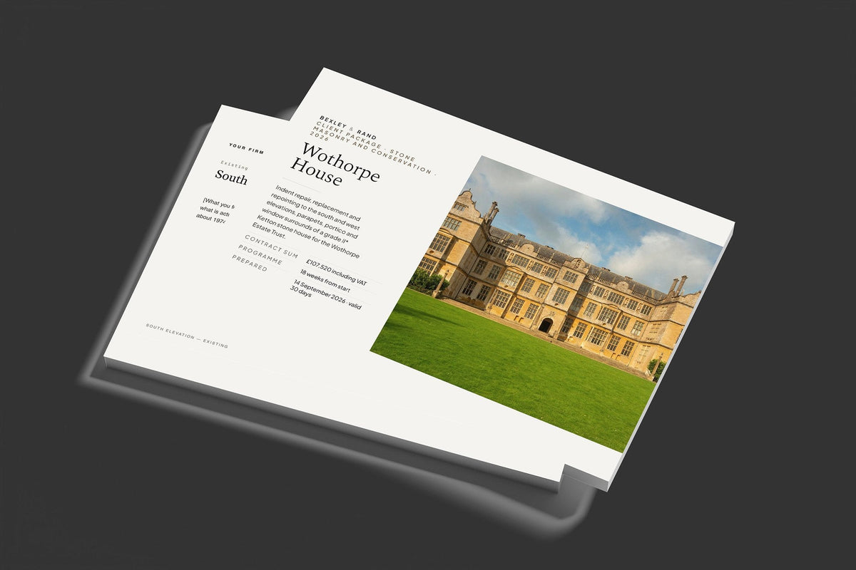 Stonemason Client Package, Standard colourway, stacked books mockup