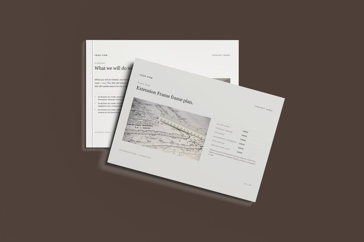Structural Steel Client Package, Standard colourway, front and back cover mockup