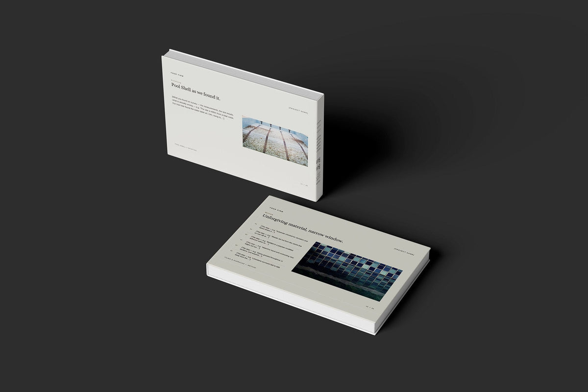 Swimming Pool Client Package, Oat colourway, floating books mockup