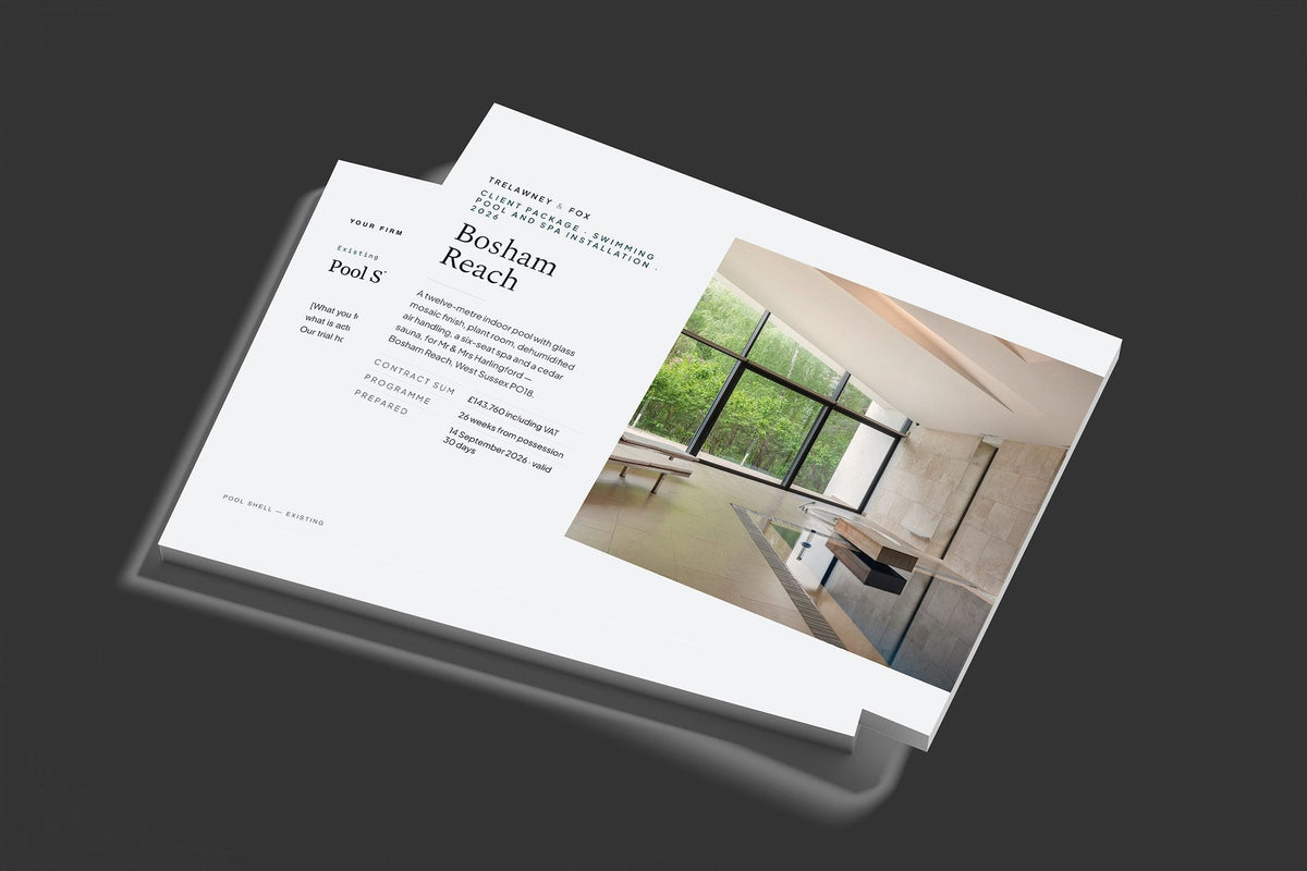 Swimming Pool Client Package, Slate colourway, stacked books mockup