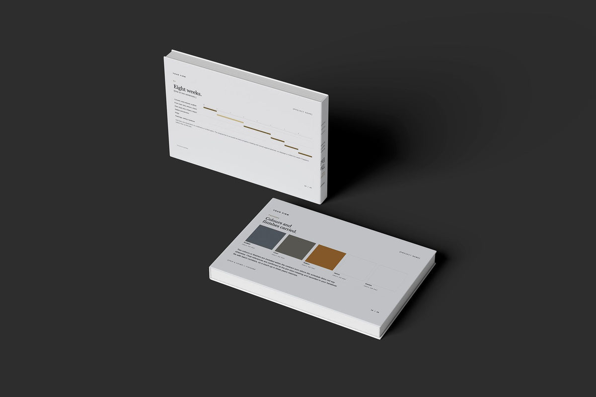 Thatching Client Package, Slate colourway, floating books mockup