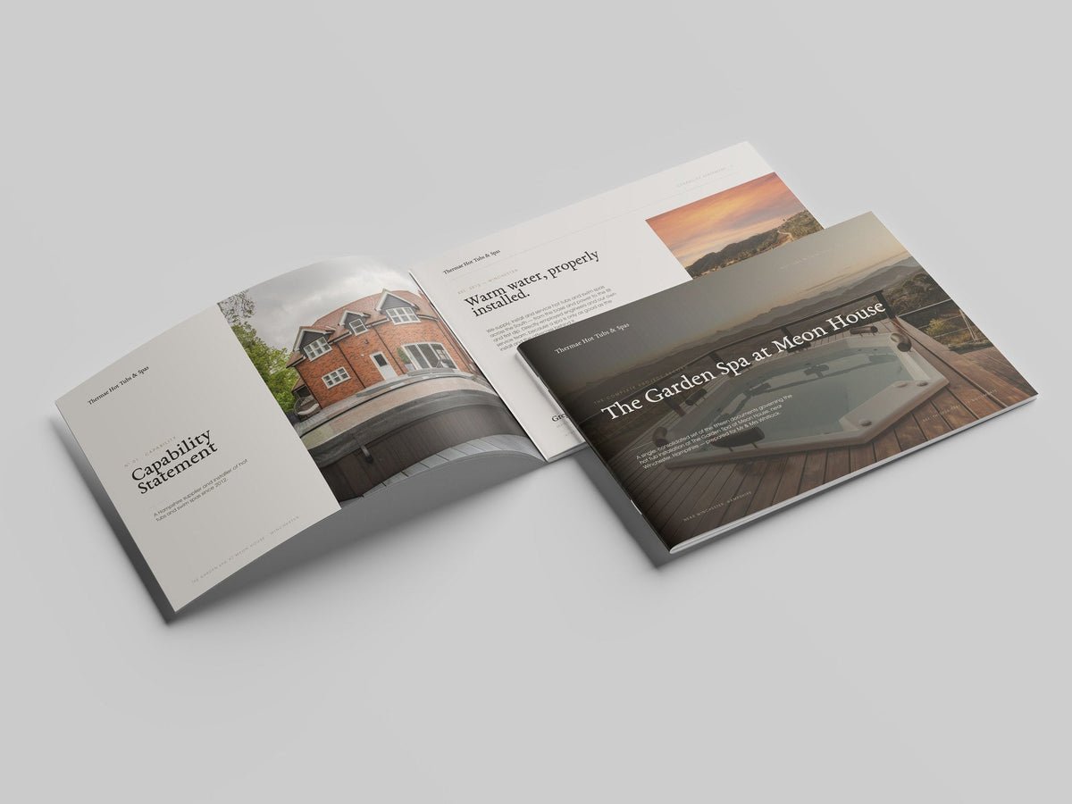 Hot Tub & Spa Installer Project Pack in PowerPoint, printed and open at the first pages