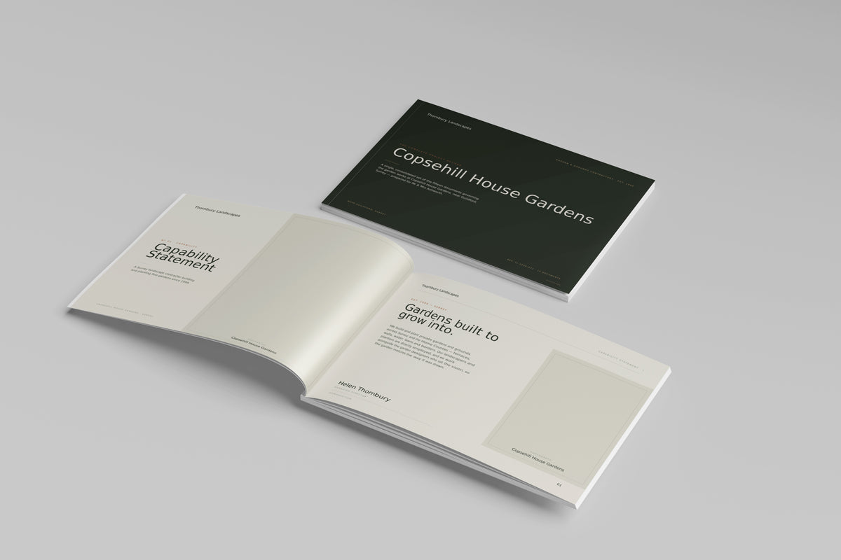 Landscape Gardener Project Pack in PowerPoint, printed cover shown at an angle