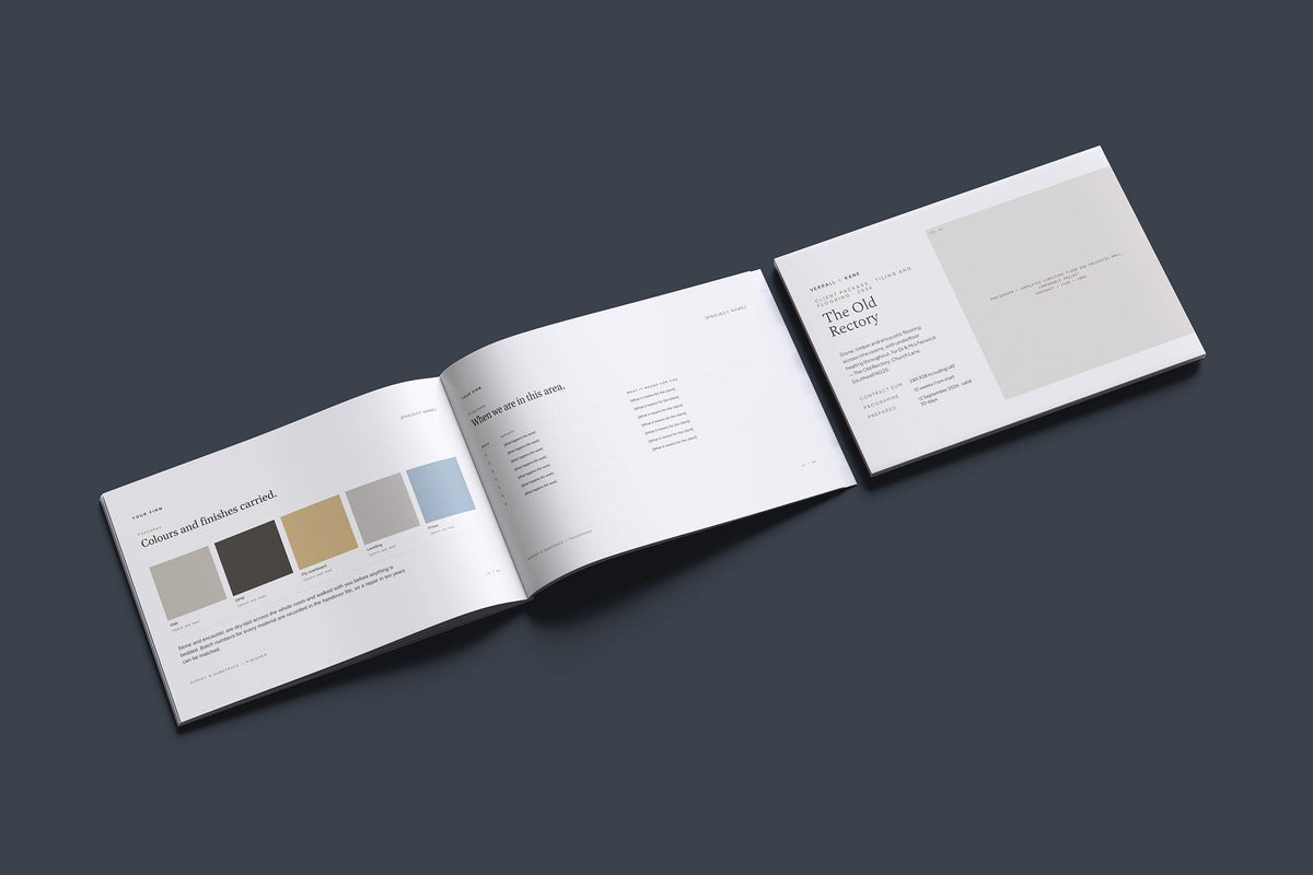 Tiler Client Package, Oat colourway, cover and inside spread mockup