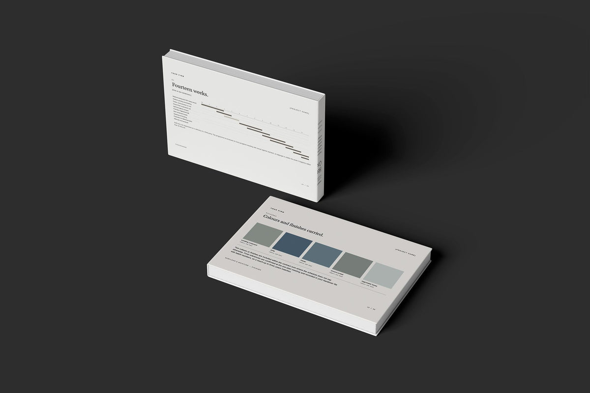 Timber Flooring Client Package, Ivory colourway, floating books mockup