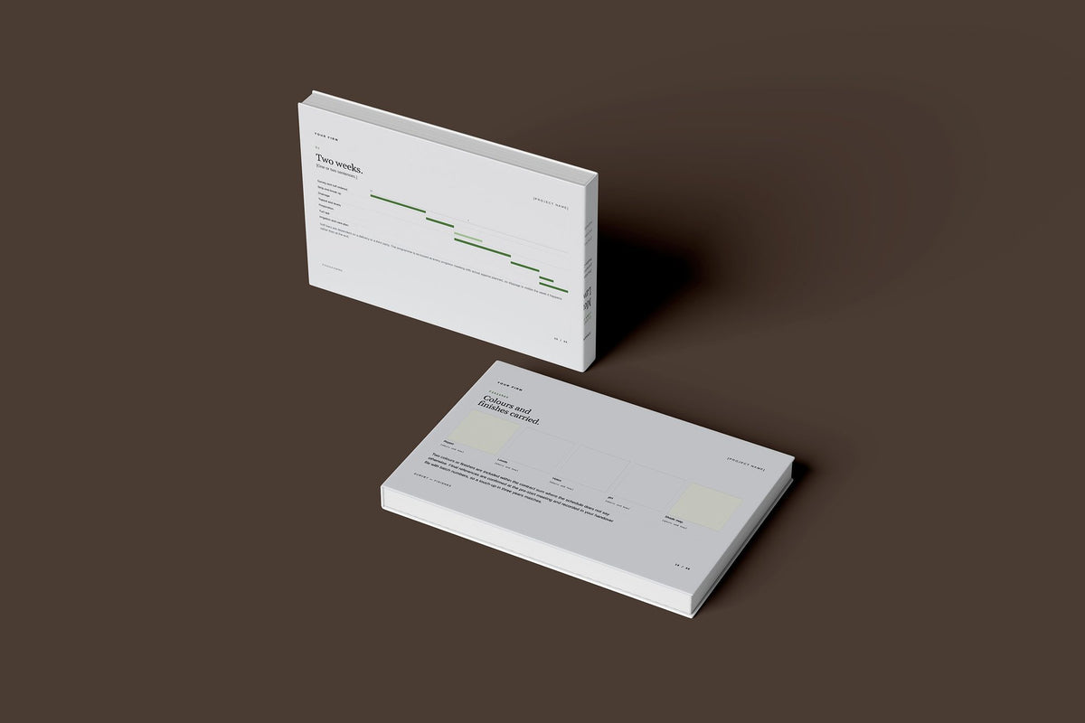 Turfing and Lawns Client Package, Slate colourway, floating books mockup