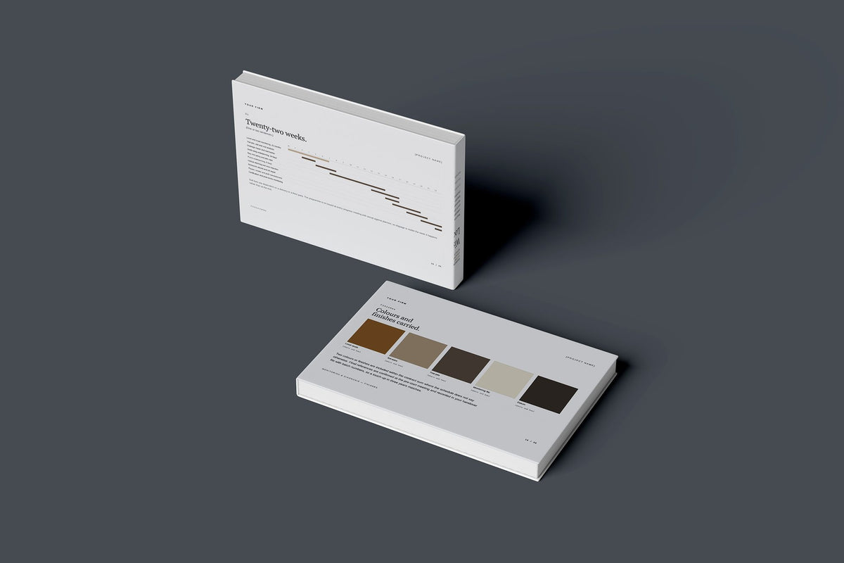 Underpinning Client Package, Slate colourway, floating books mockup