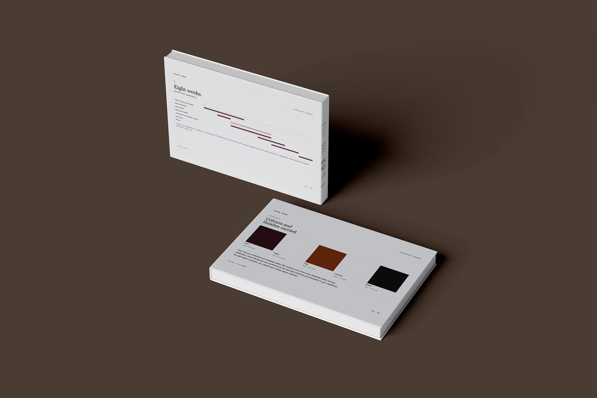 Upholstery Client Package, Slate colourway, floating books mockup