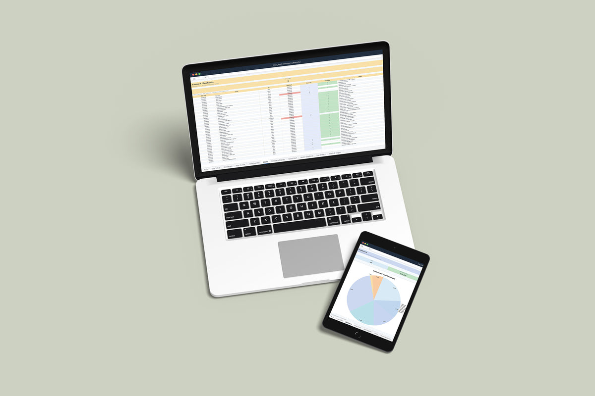 Van Tool Inventory Excel template on a MacBook and iPad, second view