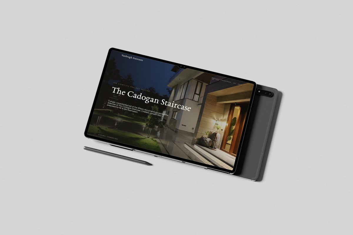 Staircase Maker Project Pack in PowerPoint, shown on a tablet