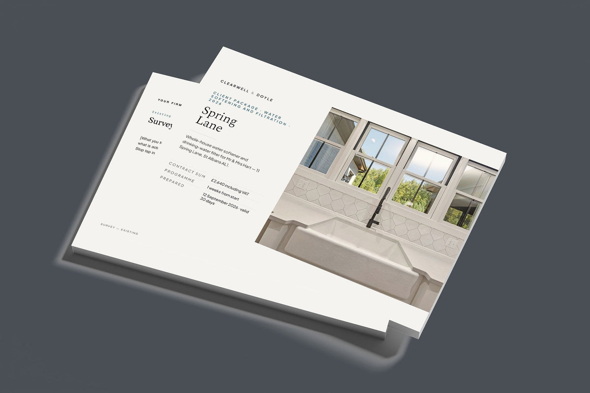 Water Softening and Filtration Client Package, Standard colourway, stacked books mockup