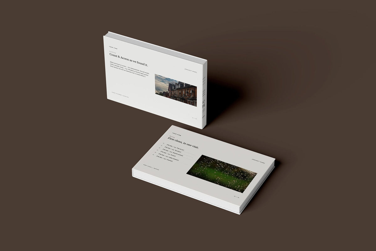Window Cleaning Client Package, Ivory colourway, floating books mockup