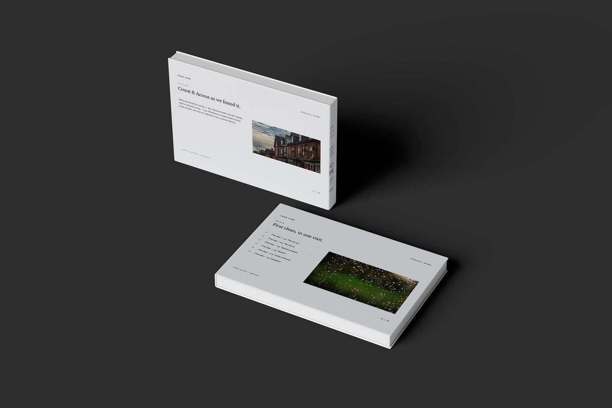 Window Cleaning Client Package, Slate colourway, floating books mockup