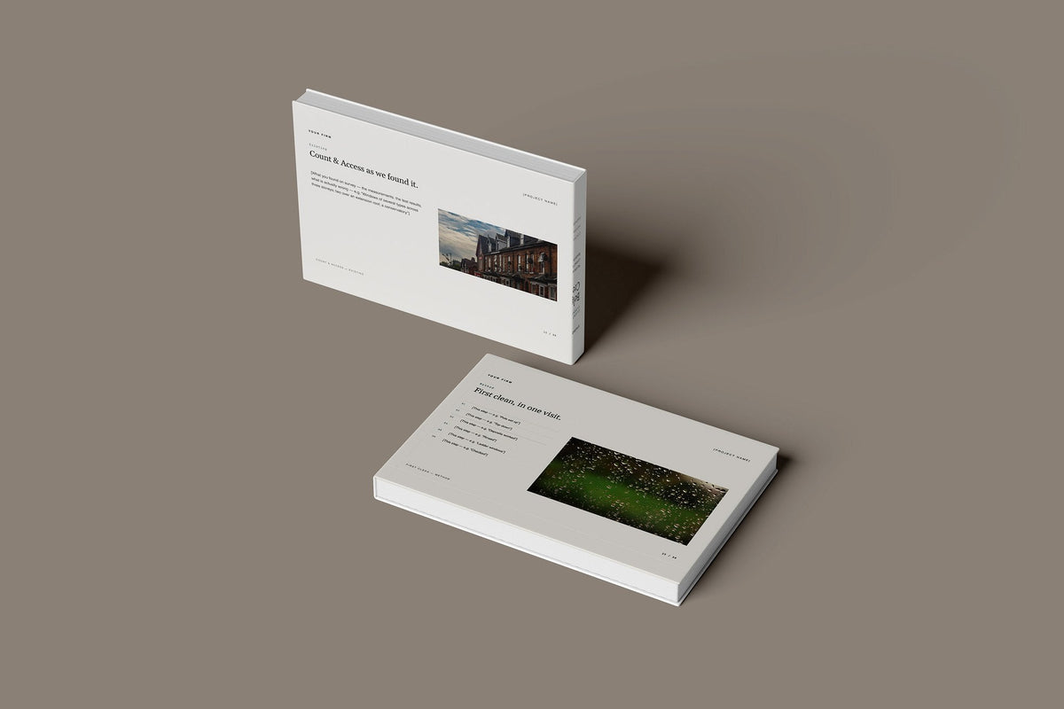 Window Cleaning Client Package, Standard colourway, floating books mockup