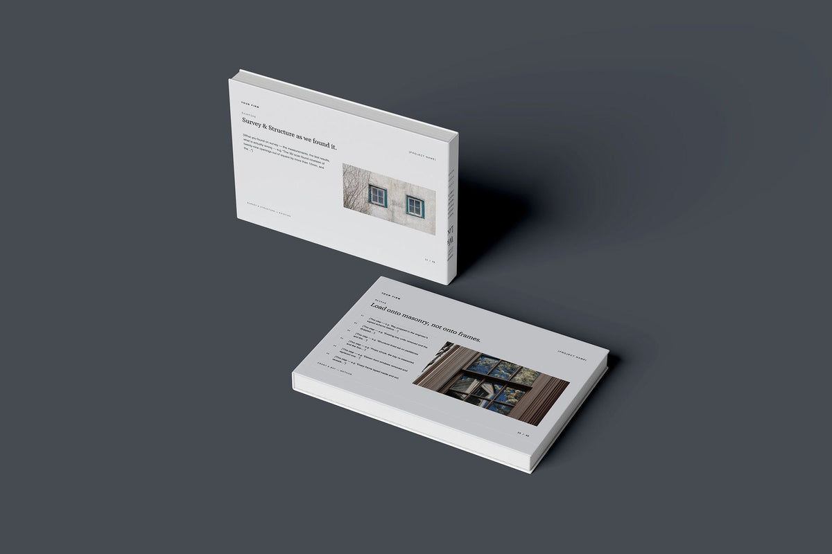 Windows and Doors Client Package, Slate colourway, floating books mockup