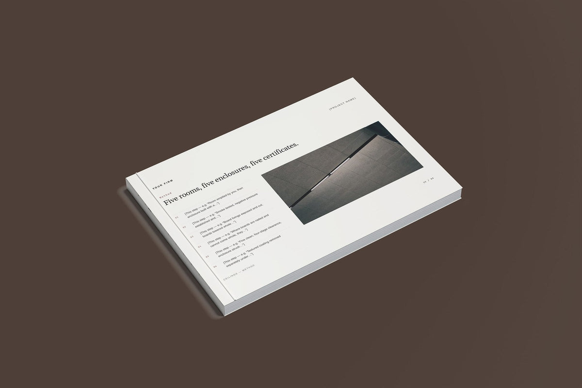 Asbestos Removal Client Package, Standard colourway, closed magazine mockup