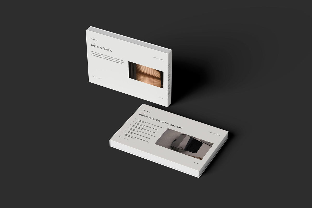 Air Conditioning Client Package, Ivory colourway, floating books mockup